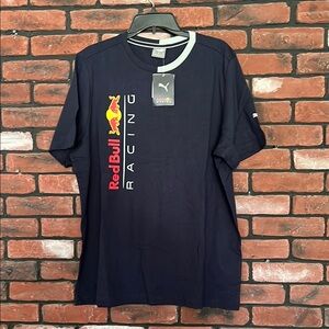 Puma Blue Short Sleeve Tee with Vertical Feline Design